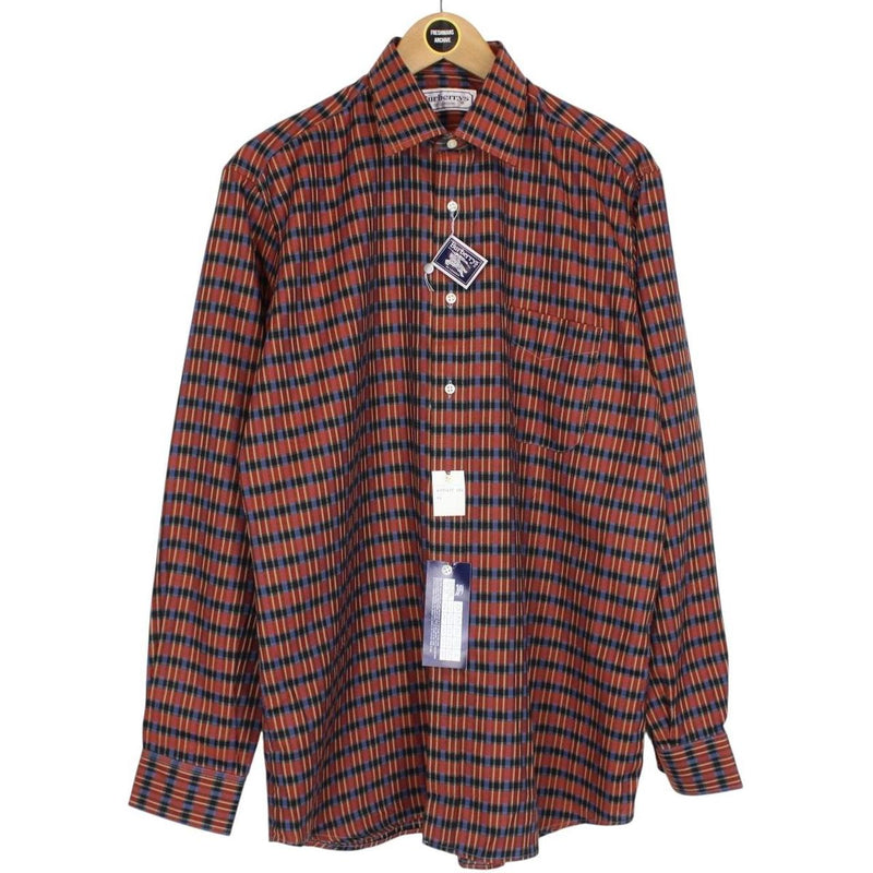 Vintage 90s Burberry Burgundy Check Long Sleeve Cotton Shirt