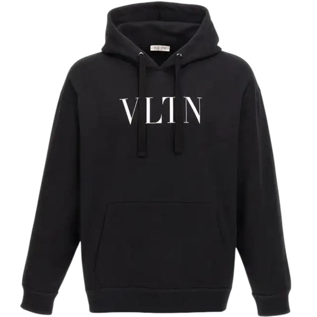Valentino Black and White VLTN Print Spellout Hoodie Sweatshirt