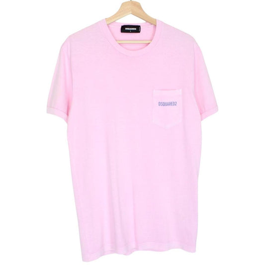 Dsquared2 Pink and Blue Logo Print Short Sleeve T-Shirt