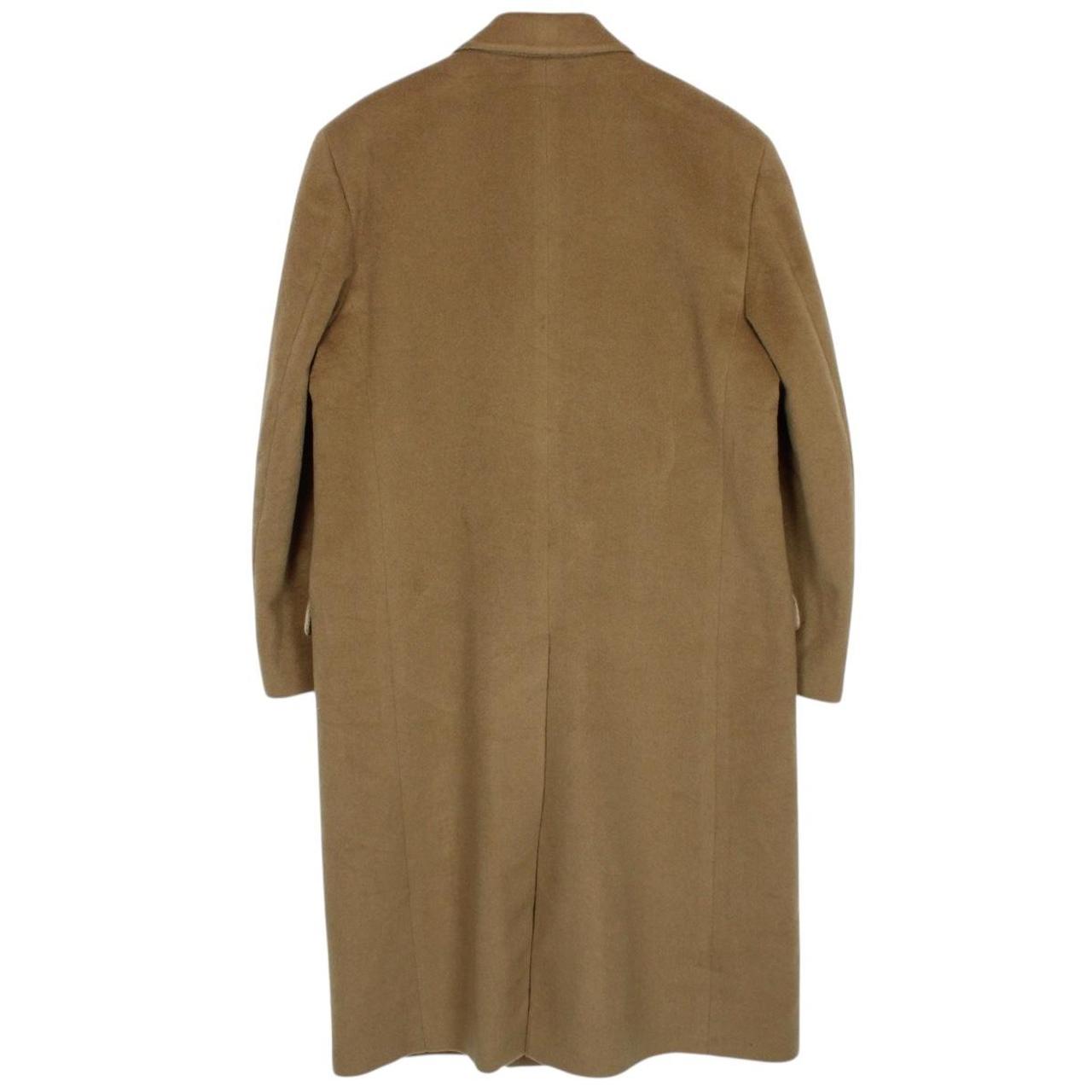 Vintage 80s Yves Saint Laurent Tan Brown Cashmere Wool Double Breasted Coat