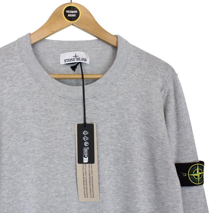 Stone Island Grey Soft Organic Cotton Knit Sweatshirt Jumper