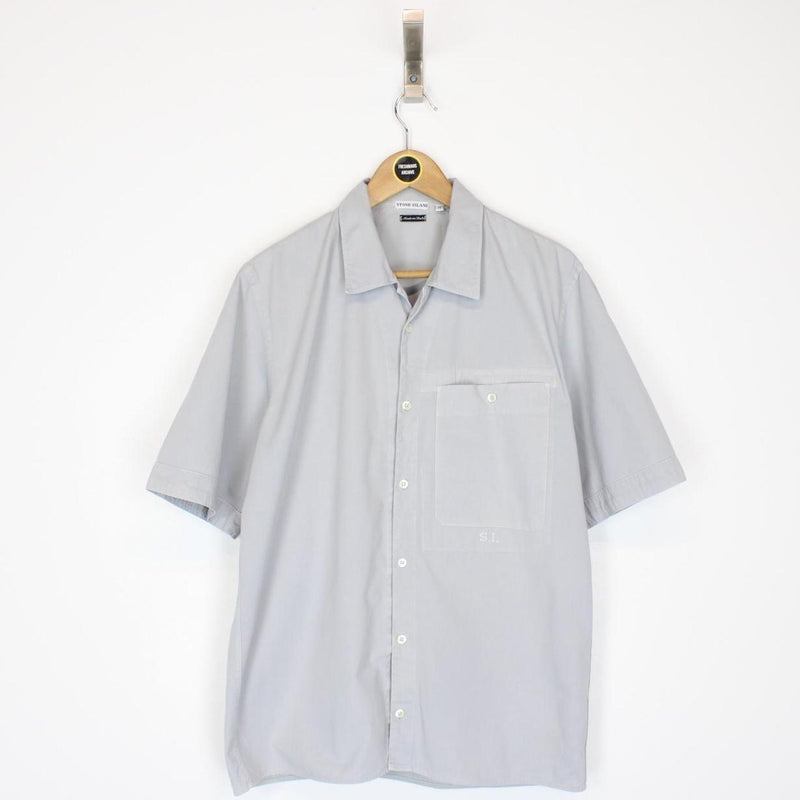 Vintage Stone Island SS 2003 Grey Short Sleeve Cotton Shirt