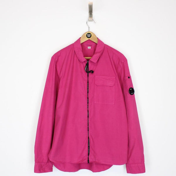 CP Company Pink Full Zip Cotton Lens Overshirt