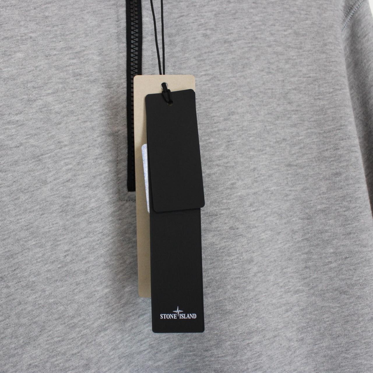 Stone Island SS 2022 Grey Cotton 1/4 Zip Sweatshirt Jumper