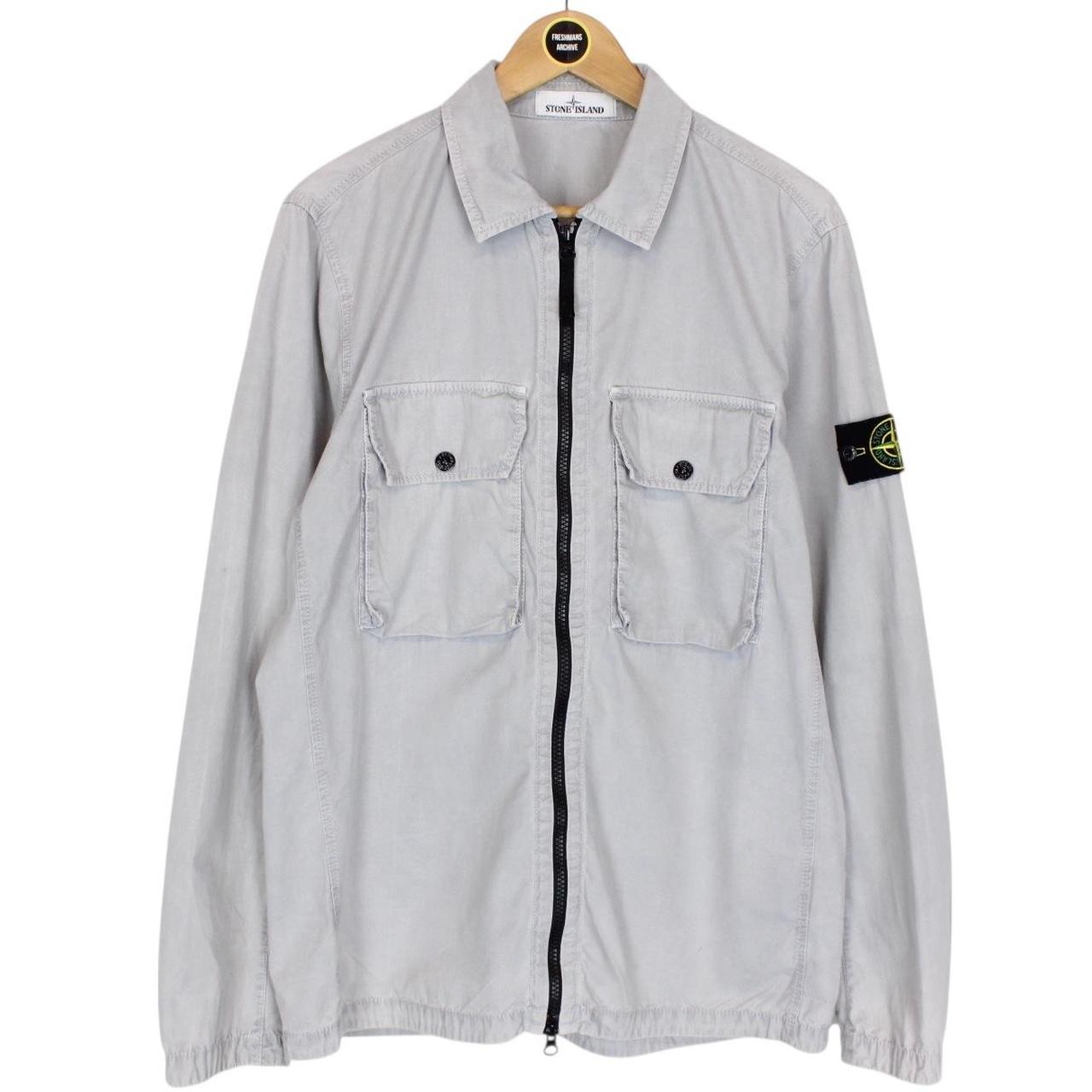 Stone Island AW 2021 Grey Full Zip Cotton Overshirt Jacket