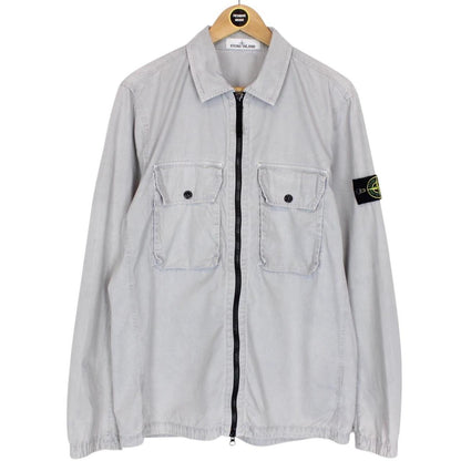 Stone Island AW 2021 Grey Full Zip Cotton Overshirt Jacket
