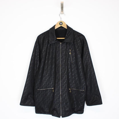 Vintage 90s Fendi Black Zucca Monogram Reversible Jacket