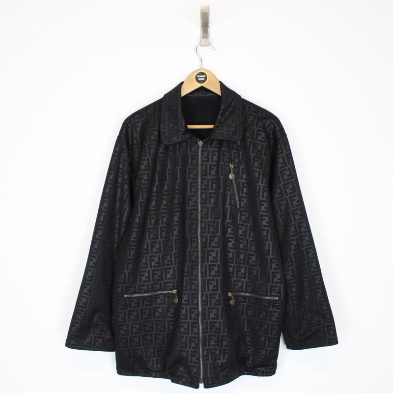 Vintage 90s Fendi Black Zucca Monogram Reversible Jacket