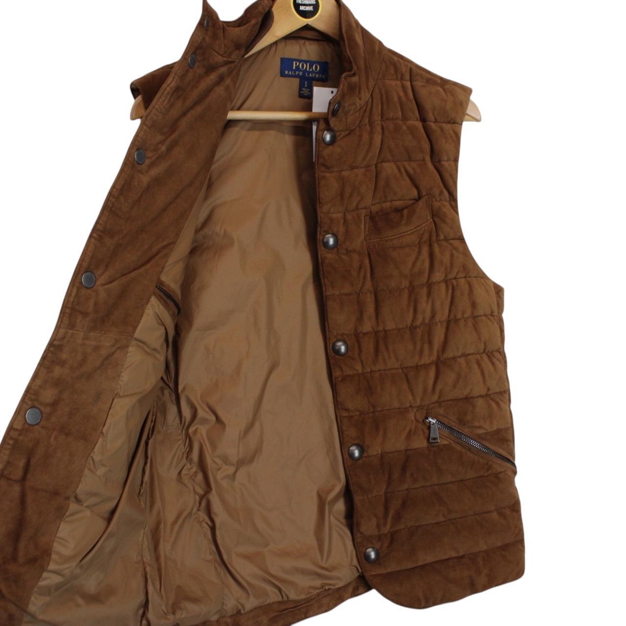 Polo Ralph Lauren Brown Goat Suede Leather Down Gilet / Bodywarmer