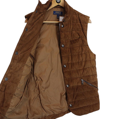 Polo Ralph Lauren Brown Goat Suede Leather Down Gilet / Bodywarmer