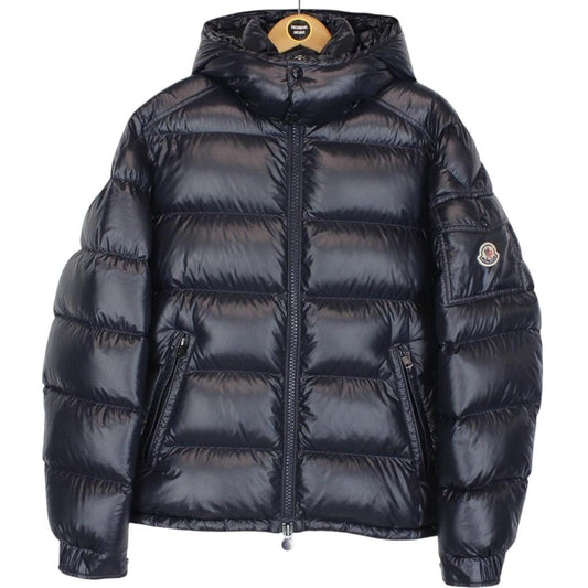 Moncler Maya Navy Blue Full Zip Hooded Down Puffer Jacket