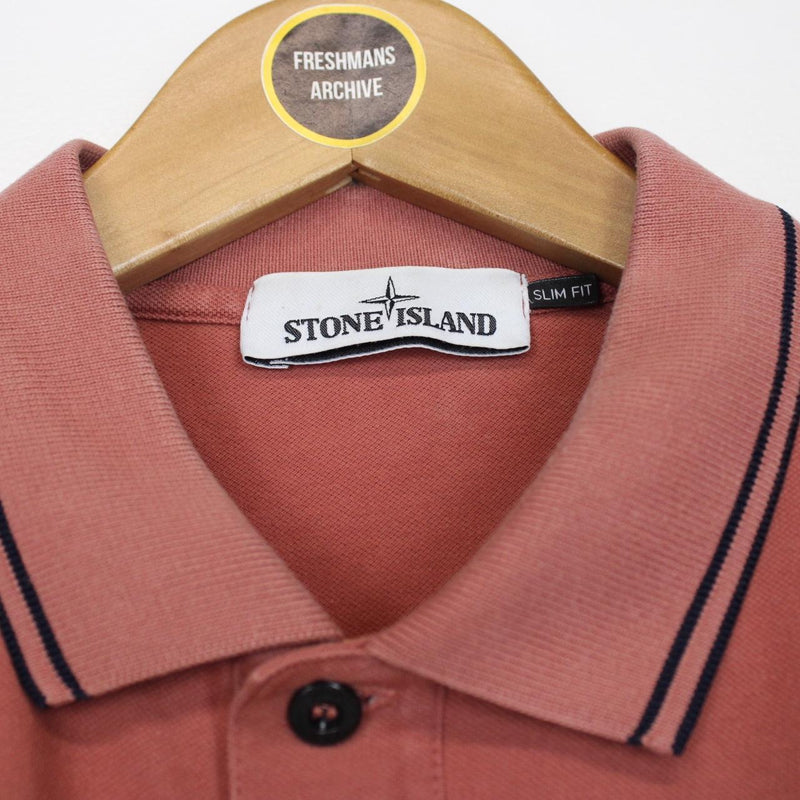 Stone Island Burgundy Short Sleeve Compass Polo Shirt