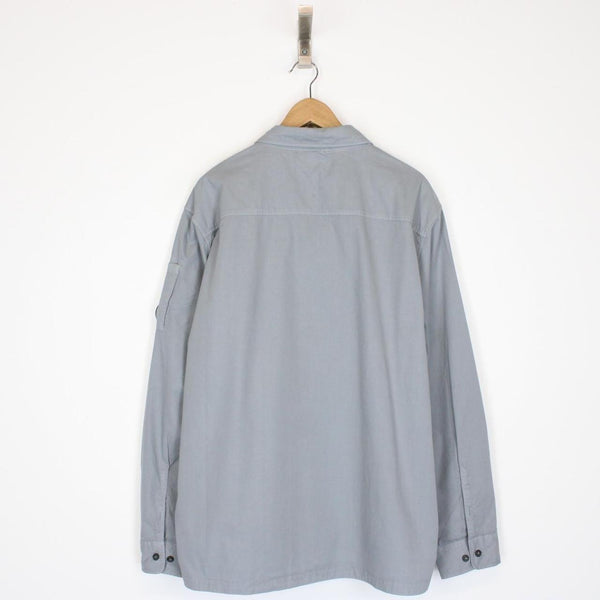 CP Company Grey Full Zip Cotton Lens Overshirt