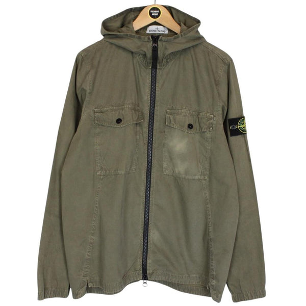 Stone Island AW 2018 Khaki Green Cotton Hooded Overshirt Jacket