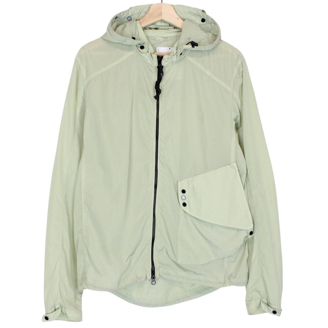 CP Company Pale Green Full Zip Chrome Nylon Garment Dyed Goggle Jacket