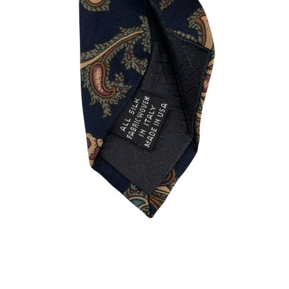 Vintage Christian Dior Navy Blue Paisley Print Silk Tie