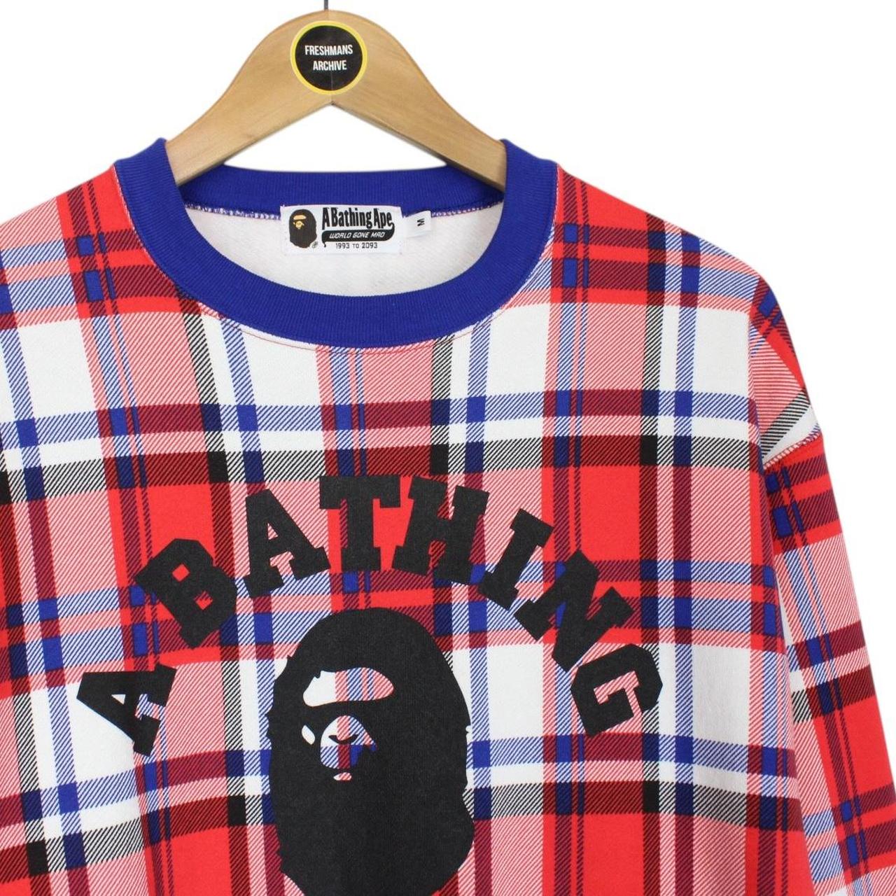 Bape London Store Multicoloured Check RLX Crew Neck Logo Print Sweatshirt Jumper