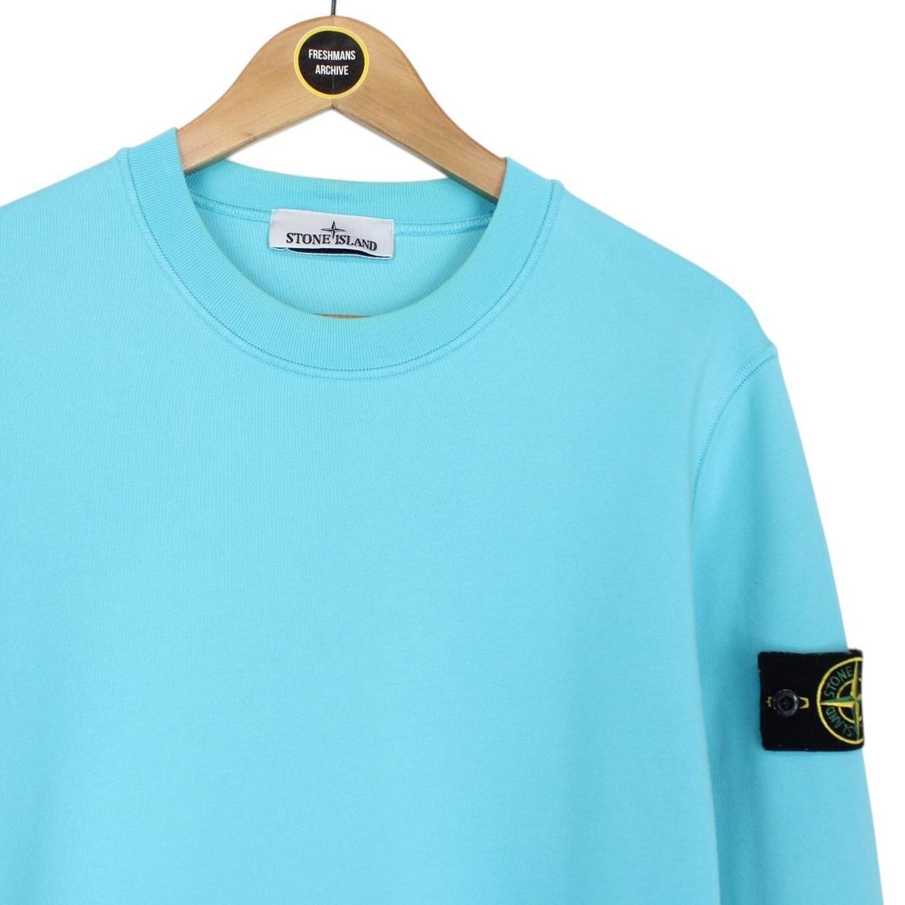 Stone Island Aqua Blue Cotton Sweatshirt Jumper