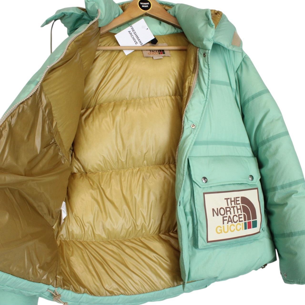 Gucci x The North Face Aqua Green Full Zip Ripstop Down Puffer Jacket