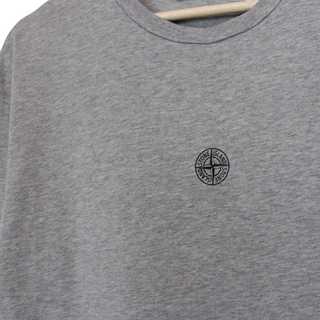 Stone Island grey short sleeve cotton t-shirt with logo patch on chest.