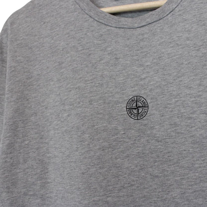 Stone Island grey short sleeve cotton t-shirt with logo patch on chest.