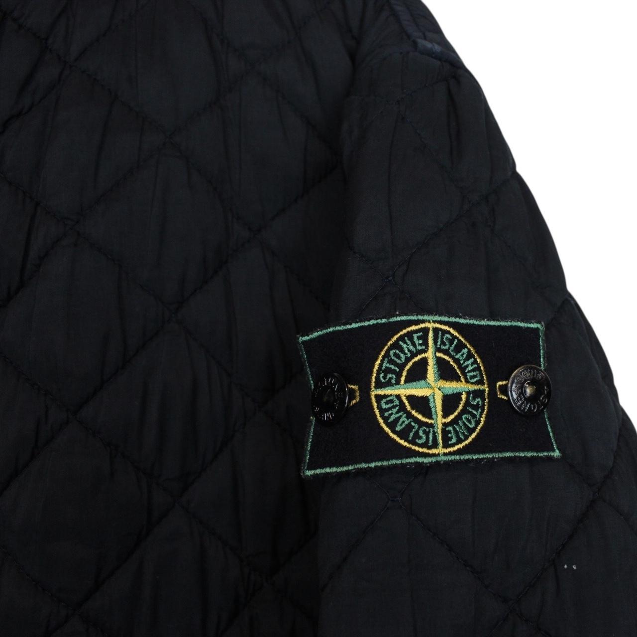 Vintage 80s Stone Island Navy Blue Polyester Microfibre Quilted Jacket