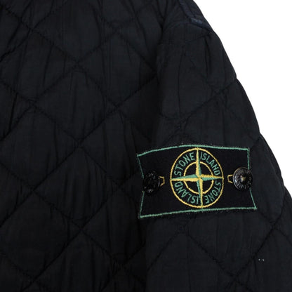 Vintage 80s Stone Island Navy Blue Polyester Microfibre Quilted Jacket