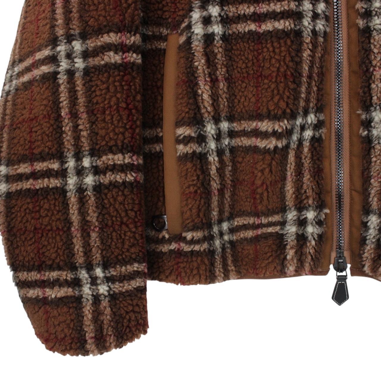 Burberry Birch Brown Nova Check Full Zip Sherpa Fleece Jacket