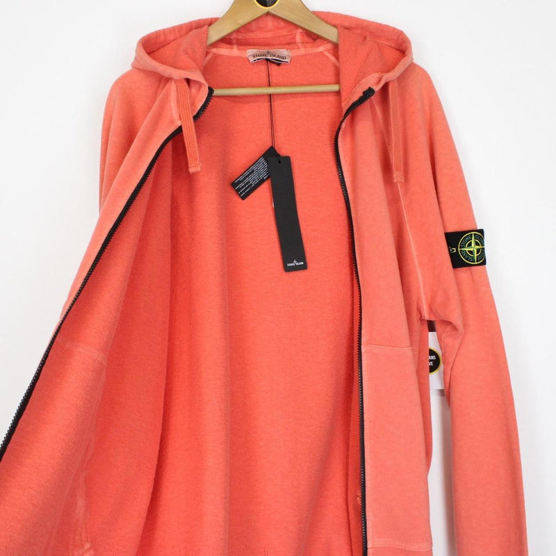 Stone Island SS 2022 Orange Full Zip Cotton Hoodie Jumper