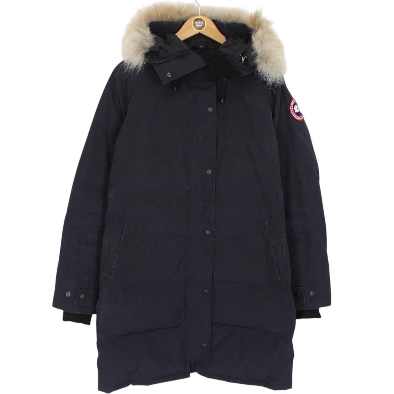 Canada Goose Navy Blue Shelburne Parka Down Coat with Fur Trim
