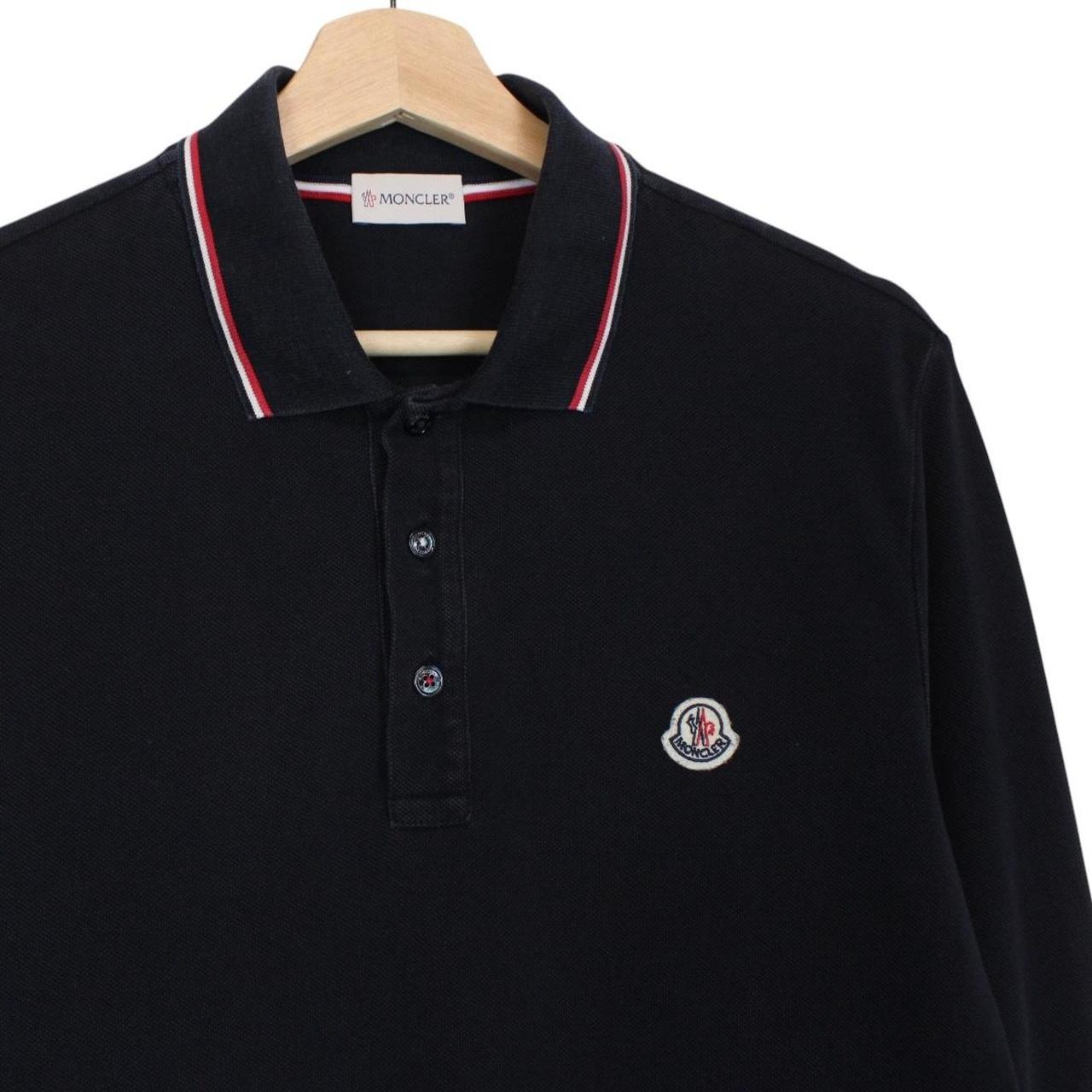 Moncler Maglia Manica Lunga Navy Blue Long Sleeve Cotton Polo Shirt