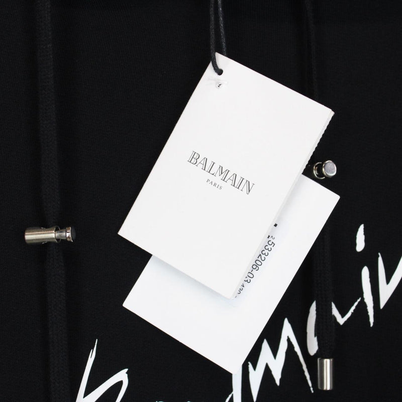 Balmain Paris Black and White Signature Logo Print Hoodie Jumper