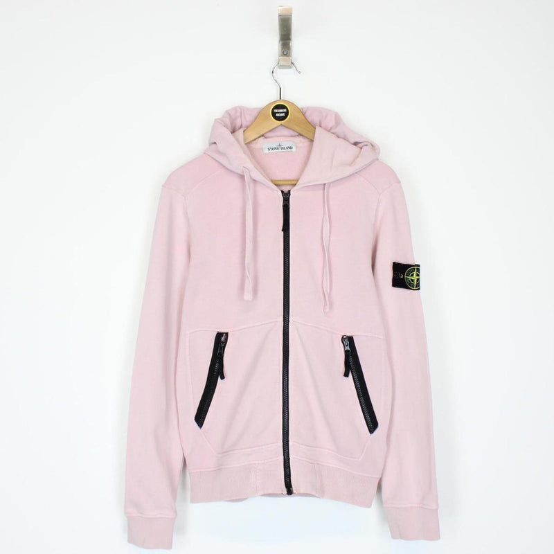 Stone Island SS 2017 Pink Full Zip Cotton Hoodie Jumper