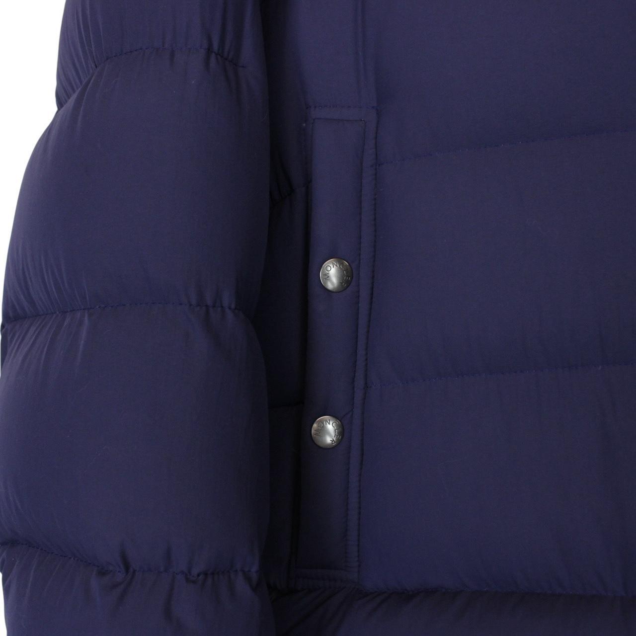 Moncler Tanguy Navy Blue and Red Full Zip Hooded Down Jacket