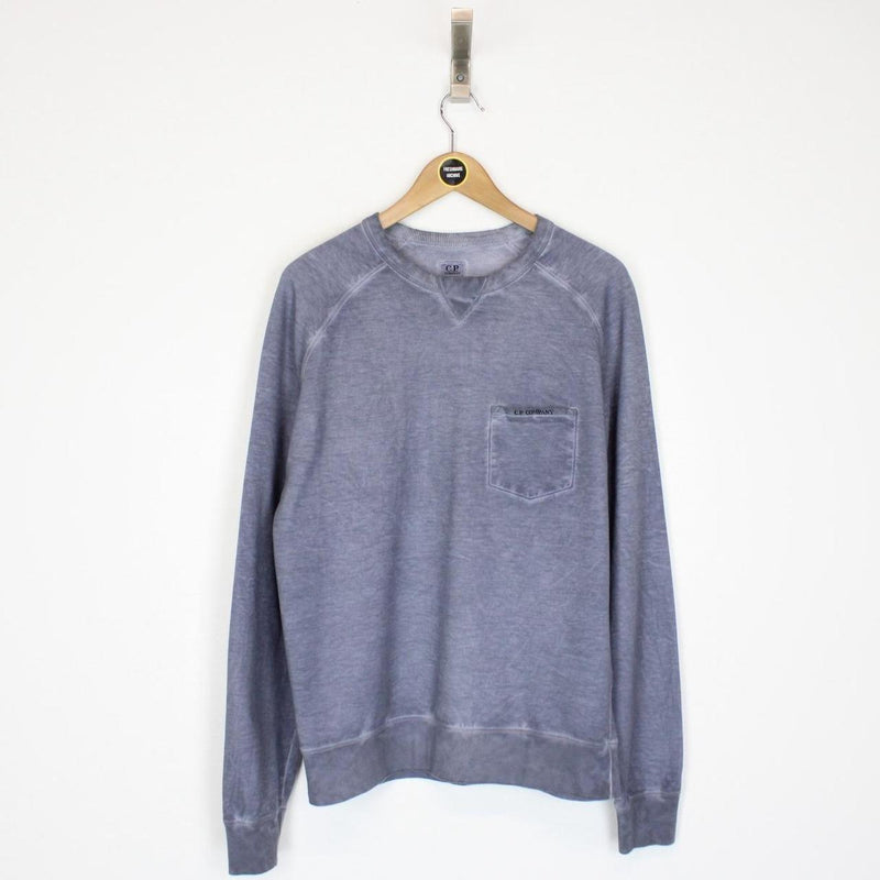 CP Company Blue Garment Dyed Cotton Sweatshirt Jumper
