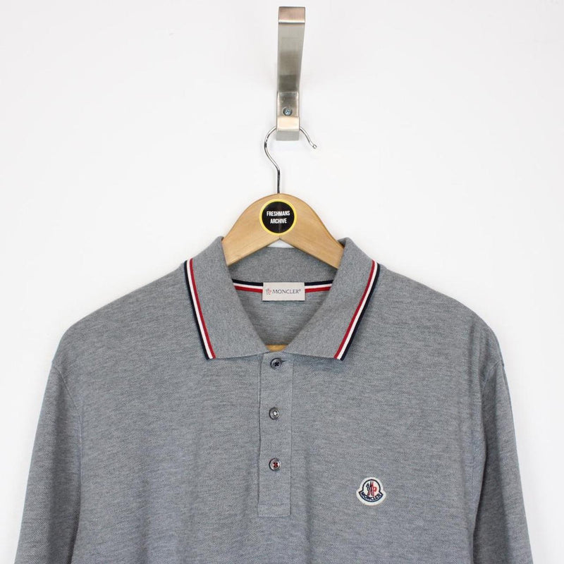 Moncler Maglia Manica Lunga Grey Long Sleeve Polo Shirt