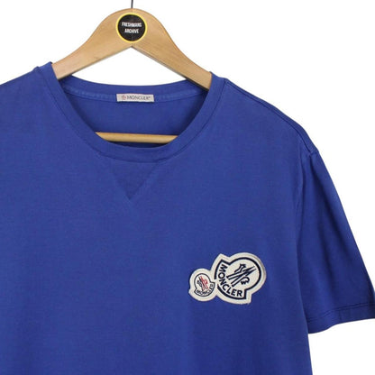 Moncler Maglia Blue Double Logo Short Sleeve T-Shirt