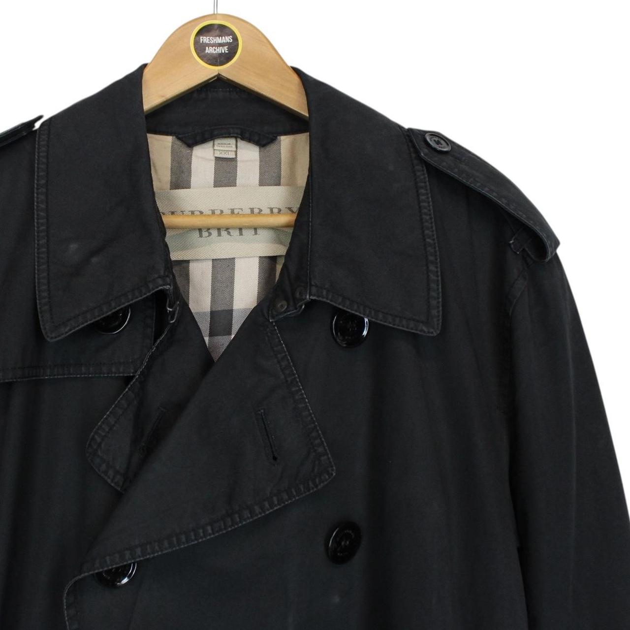 Burberry Brit Black Nova Check Double Breasted Belted Trench Coat
