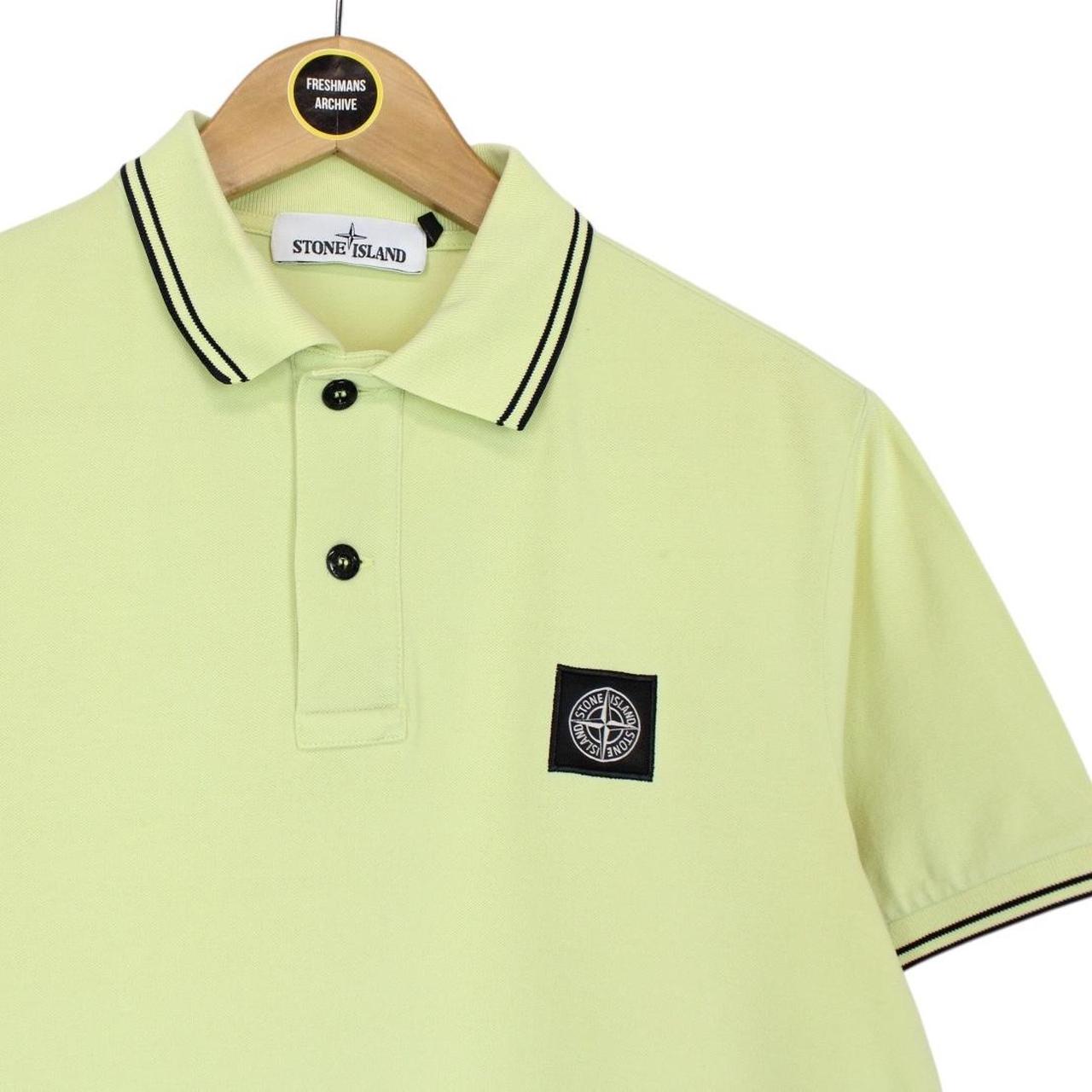 Stone Island Lime Green Short Sleeve Compass Cotton Polo Shirt