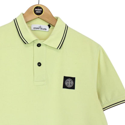 Stone Island Lime Green Short Sleeve Compass Cotton Polo Shirt