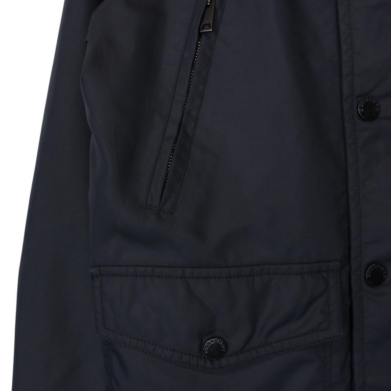 Burberry London Navy Blue Nylon Nova Check Multi Pocket Jacket