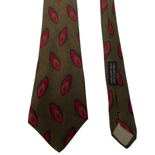 Vintage Giorgio Armani Green and Red Paisley Silk Tie