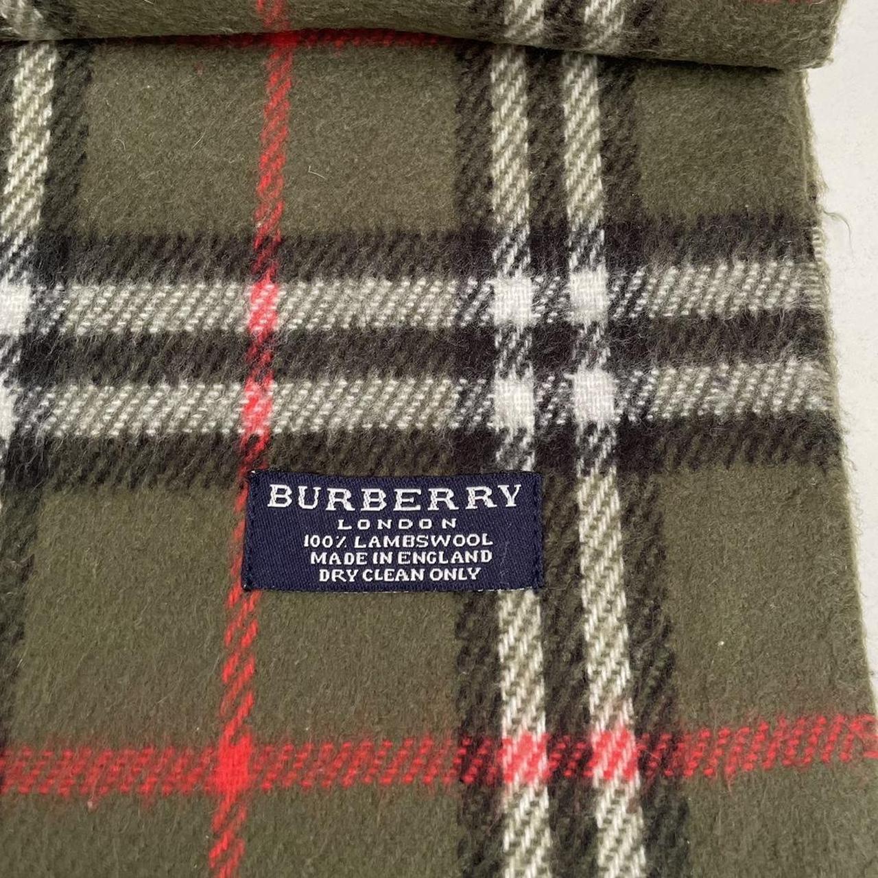 Vintage 90s Burberry Green Nova Check Lambswool Scarf