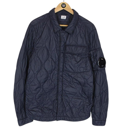 CP Company Navy Blue Full Zip Quilted Lens Overshirt Jacket