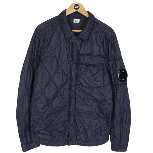 CP Company Navy Blue Full Zip Quilted Lens Overshirt Jacket