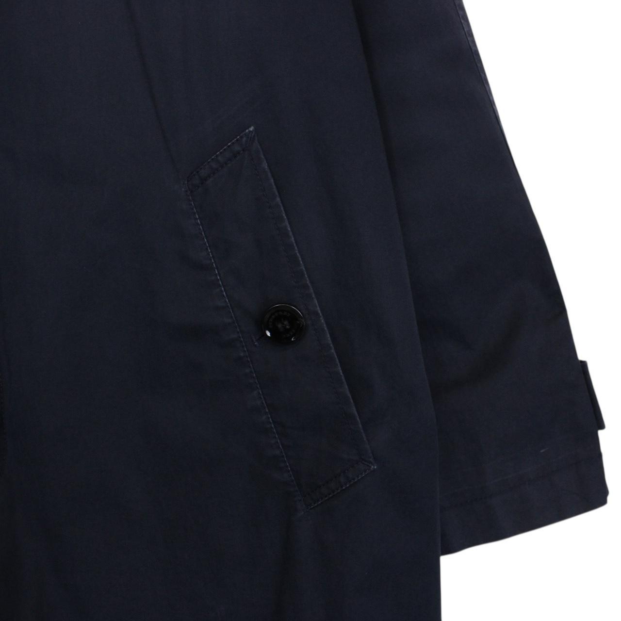 Burberry Brit Navy Blue Single Breasted Nova Check Lined Car Coat