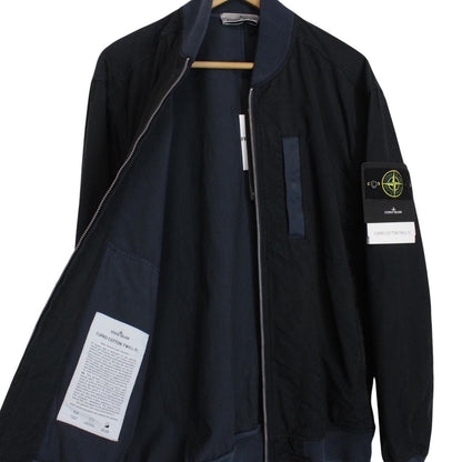 Stone Island SS 2023 Navy Blue Cupro Cotton Twill-TC Bomber Jacket