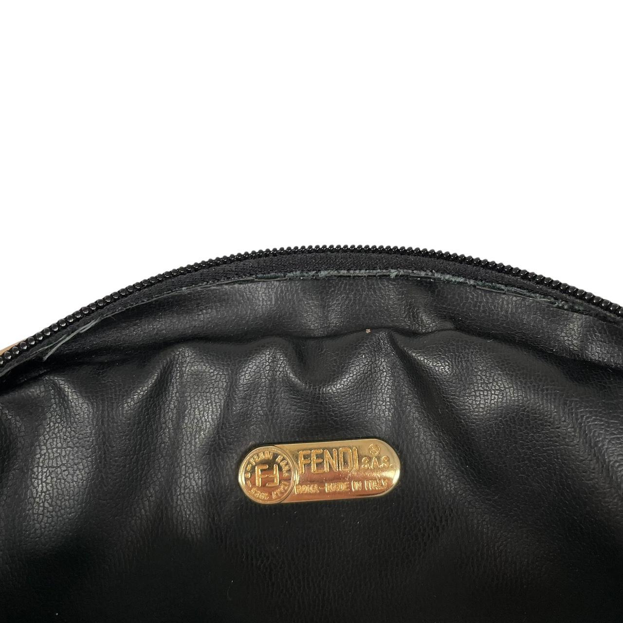 Vintage Fendi Brown and Black Pequin Striped Canvas Crossbody Bag