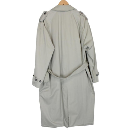 Vintage 80s Burberry Grey Double Breasted Belted Trench Coat