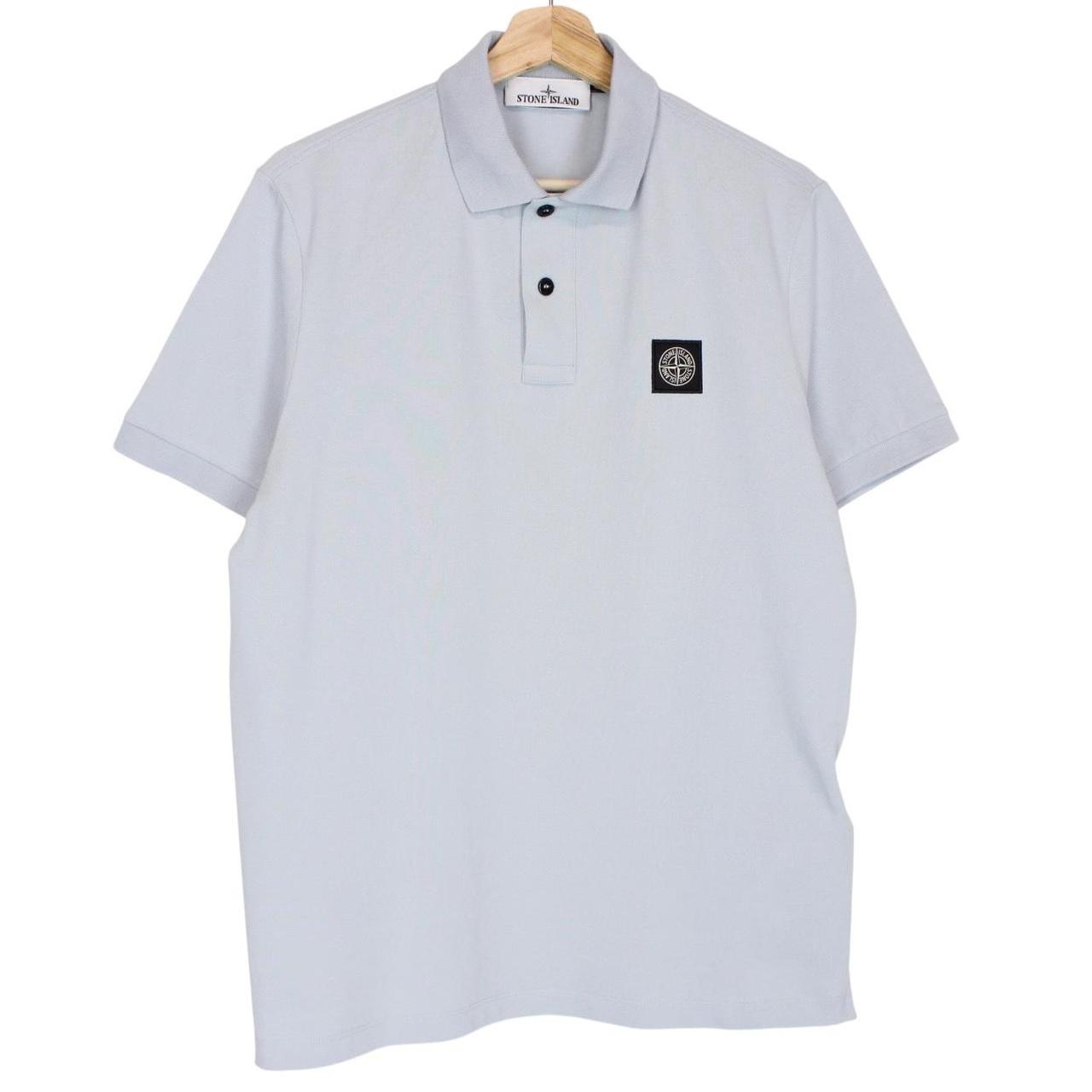 Stone Island SS 2024 Light Blue Short Sleeve Compass Cotton Polo Shirt